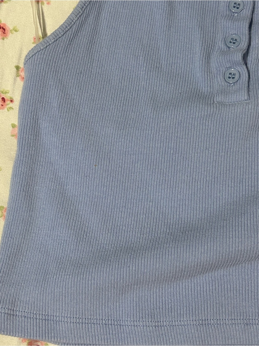 Garage Light Blue Ribbed Halter Polo Tank - Picture 2 of 5